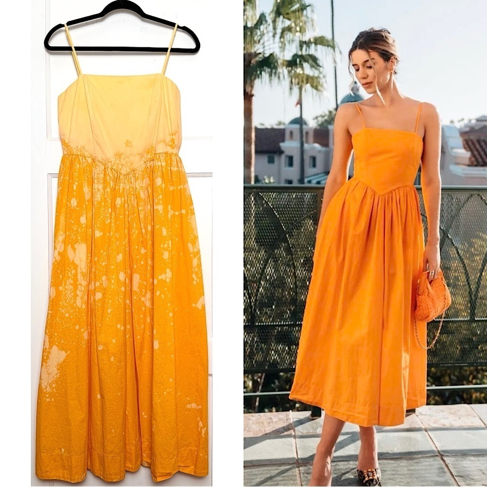 RONNY KOBO‎ 90s Ombre Acid Wash Square Neck Sleeveless Princess Drop Waist Dress